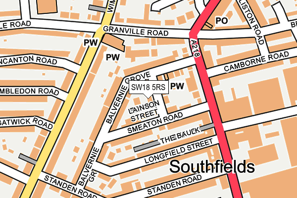 SW18 5RS map - OS OpenMap – Local (Ordnance Survey)