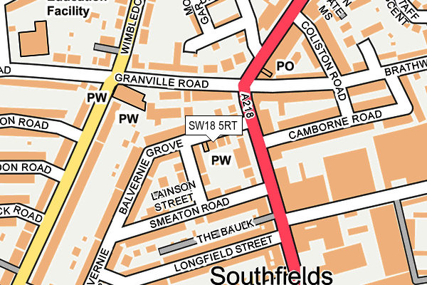 SW18 5RT map - OS OpenMap – Local (Ordnance Survey)