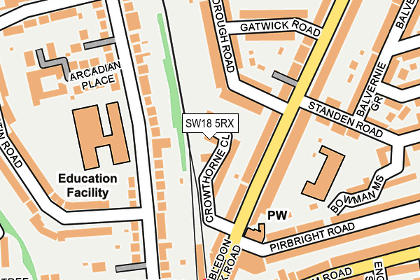 SW18 5RX map - OS OpenMap – Local (Ordnance Survey)