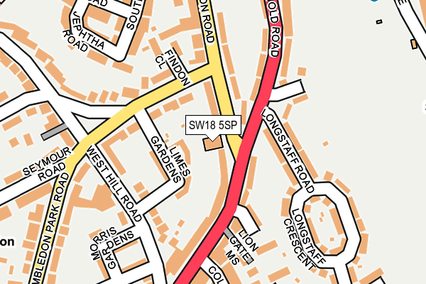 SW18 5SP map - OS OpenMap – Local (Ordnance Survey)