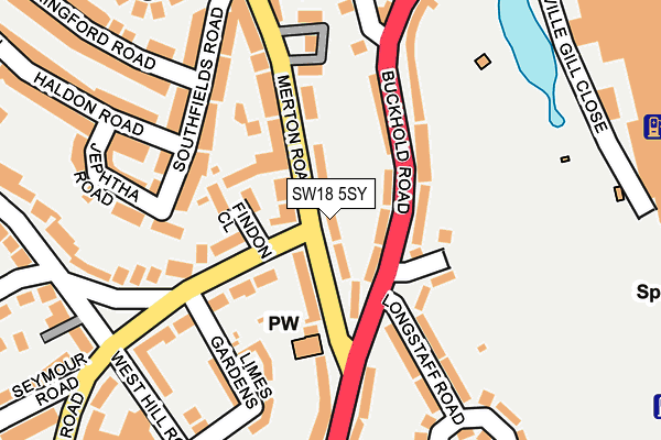 SW18 5SY map - OS OpenMap – Local (Ordnance Survey)