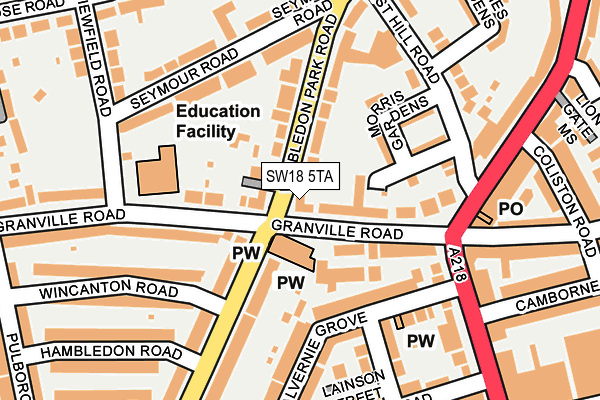 SW18 5TA map - OS OpenMap – Local (Ordnance Survey)