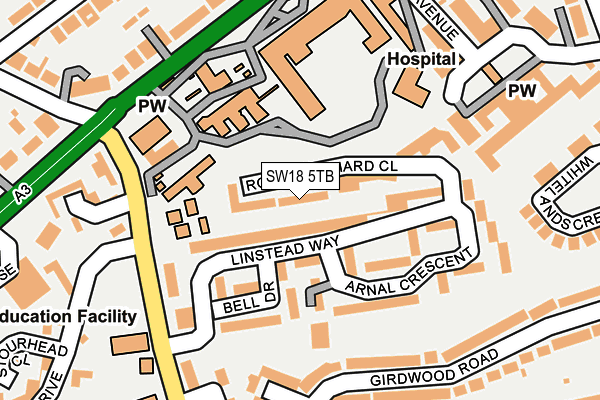 SW18 5TB map - OS OpenMap – Local (Ordnance Survey)