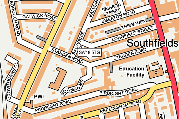 SW18 5TG map - OS OpenMap – Local (Ordnance Survey)