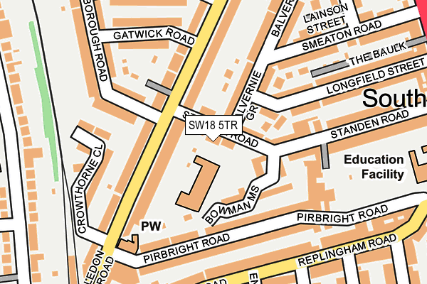 SW18 5TR map - OS OpenMap – Local (Ordnance Survey)