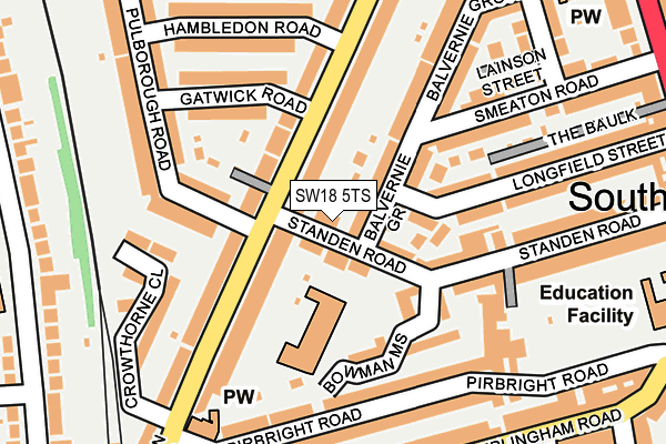 SW18 5TS map - OS OpenMap – Local (Ordnance Survey)