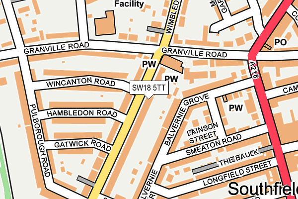 SW18 5TT map - OS OpenMap – Local (Ordnance Survey)