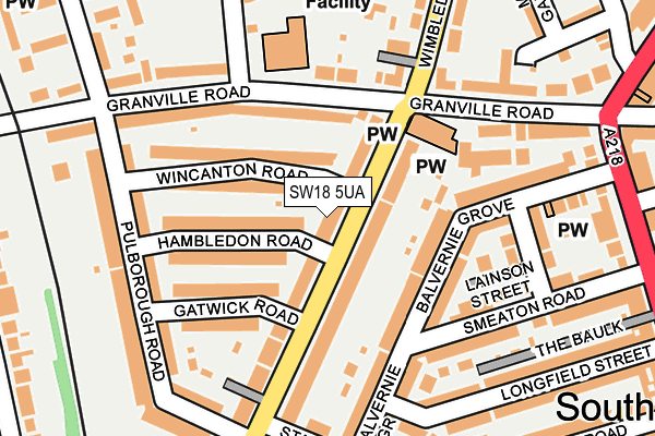 SW18 5UA map - OS OpenMap – Local (Ordnance Survey)