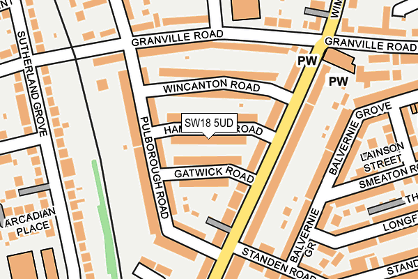 SW18 5UD map - OS OpenMap – Local (Ordnance Survey)