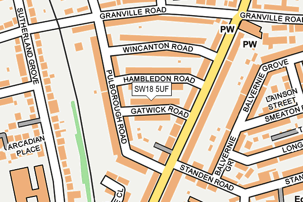 SW18 5UF map - OS OpenMap – Local (Ordnance Survey)