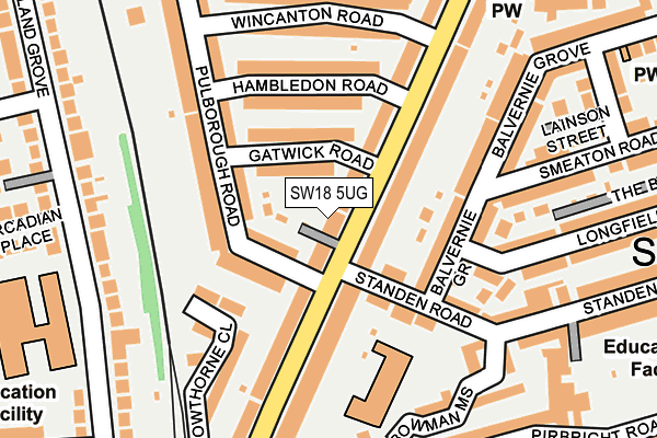 SW18 5UG map - OS OpenMap – Local (Ordnance Survey)