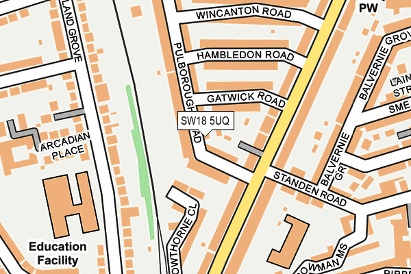 SW18 5UQ map - OS OpenMap – Local (Ordnance Survey)