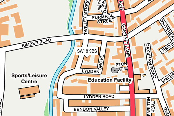 SW18 9BS map - OS OpenMap – Local (Ordnance Survey)