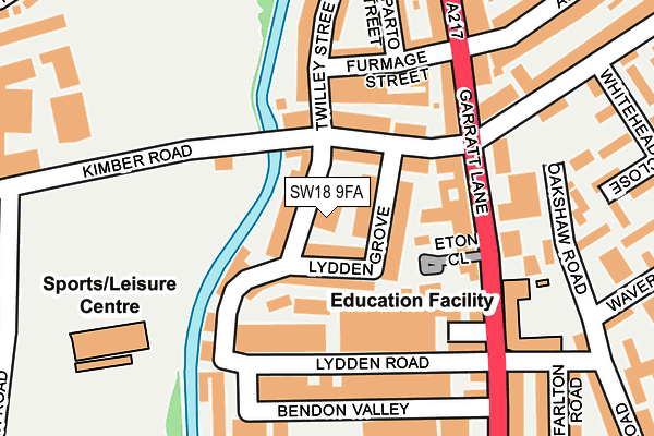 SW18 9FA map - OS OpenMap – Local (Ordnance Survey)