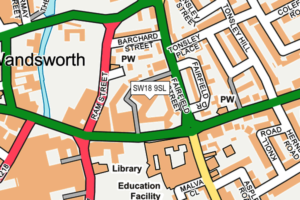 SW18 9SL map - OS OpenMap – Local (Ordnance Survey)