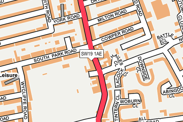 SW19 1AE map - OS OpenMap – Local (Ordnance Survey)