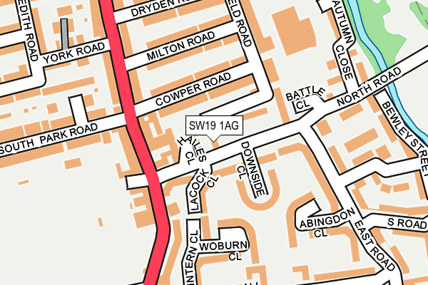SW19 1AG map - OS OpenMap – Local (Ordnance Survey)