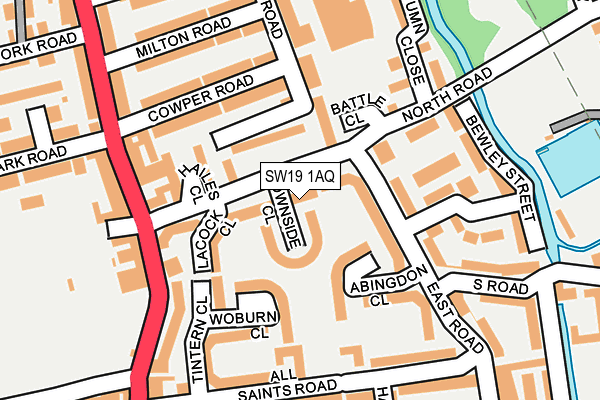SW19 1AQ map - OS OpenMap – Local (Ordnance Survey)