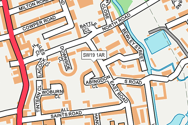 SW19 1AR map - OS OpenMap – Local (Ordnance Survey)