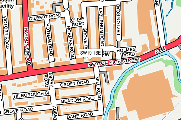 SW19 1BE map - OS OpenMap – Local (Ordnance Survey)