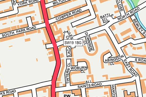 SW19 1BG map - OS OpenMap – Local (Ordnance Survey)
