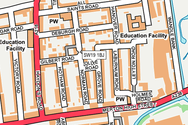 SW19 1BJ map - OS OpenMap – Local (Ordnance Survey)