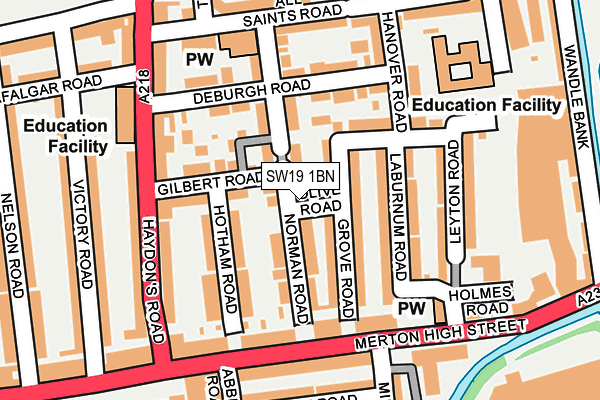 SW19 1BN map - OS OpenMap – Local (Ordnance Survey)