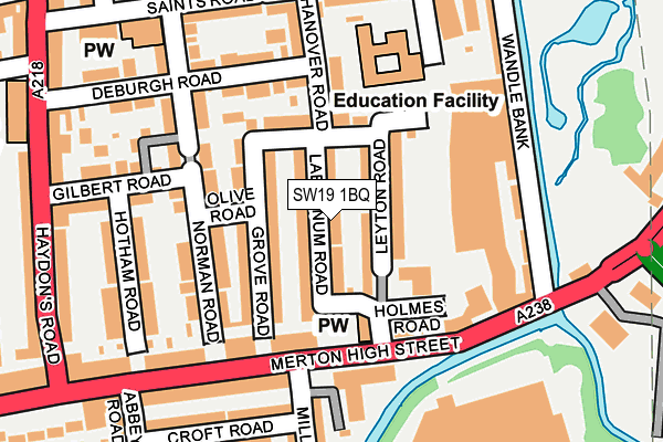 SW19 1BQ map - OS OpenMap – Local (Ordnance Survey)