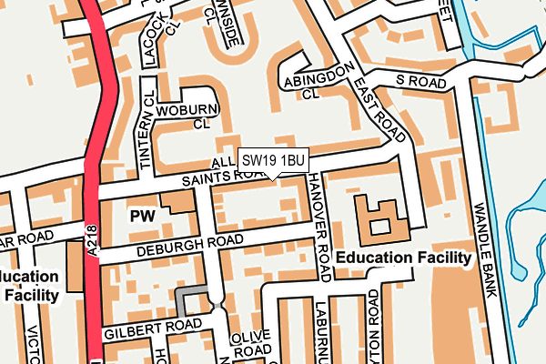 SW19 1BU map - OS OpenMap – Local (Ordnance Survey)