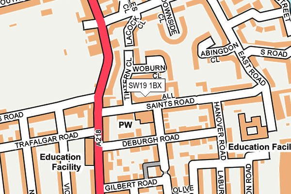 SW19 1BX map - OS OpenMap – Local (Ordnance Survey)