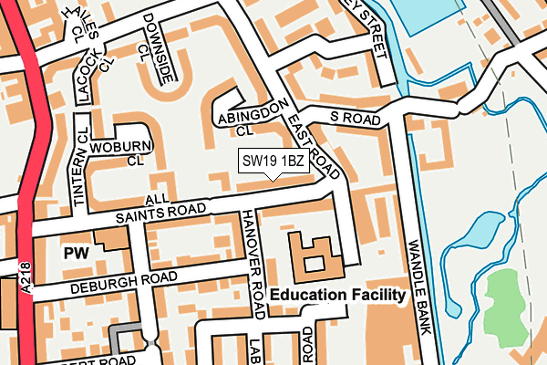 SW19 1BZ map - OS OpenMap – Local (Ordnance Survey)