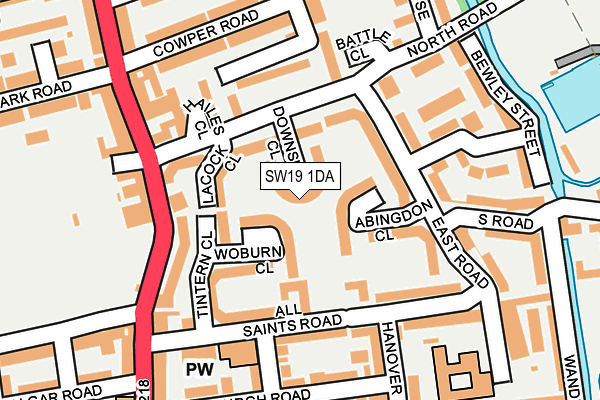 SW19 1DA map - OS OpenMap – Local (Ordnance Survey)