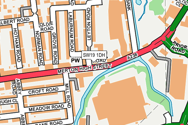 SW19 1DH map - OS OpenMap – Local (Ordnance Survey)