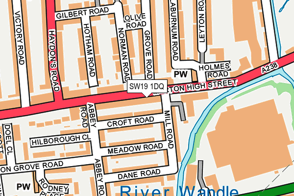 SW19 1DQ map - OS OpenMap – Local (Ordnance Survey)