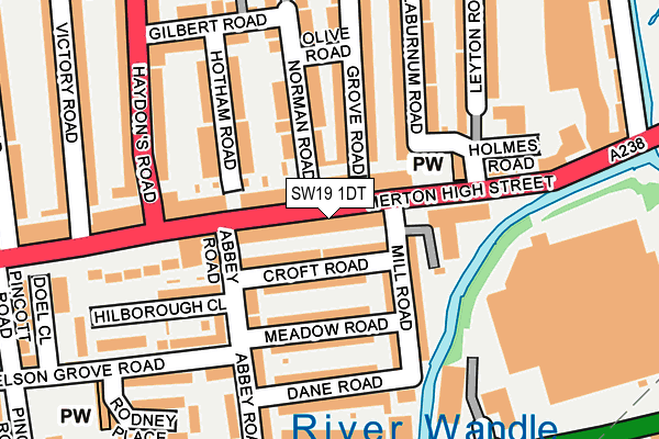 SW19 1DT map - OS OpenMap – Local (Ordnance Survey)