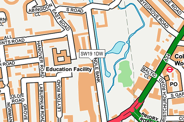 SW19 1DW map - OS OpenMap – Local (Ordnance Survey)