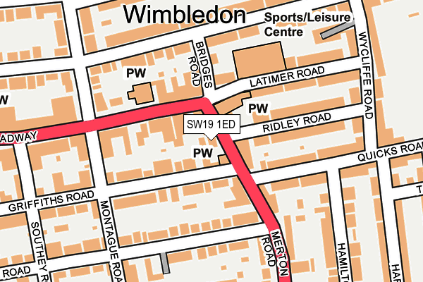 SW19 1ED map - OS OpenMap – Local (Ordnance Survey)