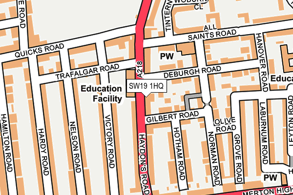 SW19 1HQ map - OS OpenMap – Local (Ordnance Survey)