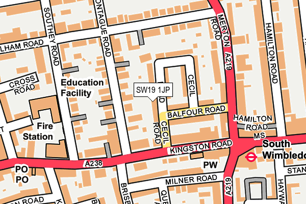 SW19 1JP map - OS OpenMap – Local (Ordnance Survey)