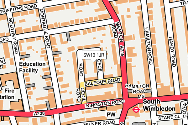 SW19 1JR map - OS OpenMap – Local (Ordnance Survey)