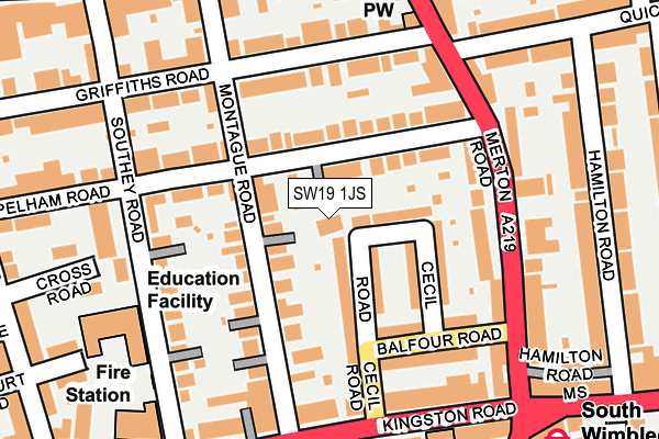 SW19 1JS map - OS OpenMap – Local (Ordnance Survey)