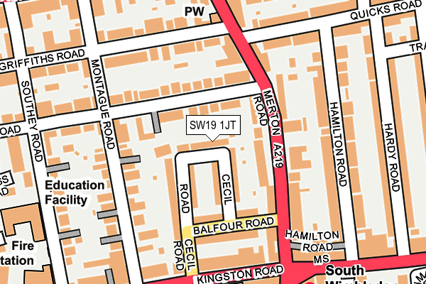 SW19 1JT map - OS OpenMap – Local (Ordnance Survey)