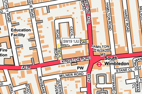 SW19 1JU map - OS OpenMap – Local (Ordnance Survey)