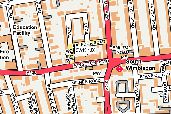SW19 1JX map - OS OpenMap – Local (Ordnance Survey)