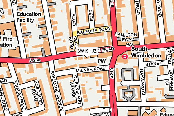 SW19 1JZ map - OS OpenMap – Local (Ordnance Survey)