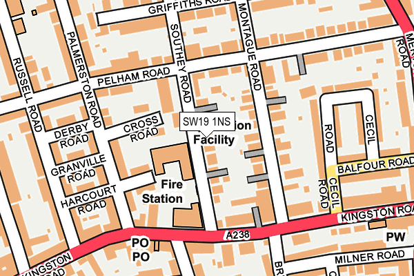 SW19 1NS map - OS OpenMap – Local (Ordnance Survey)