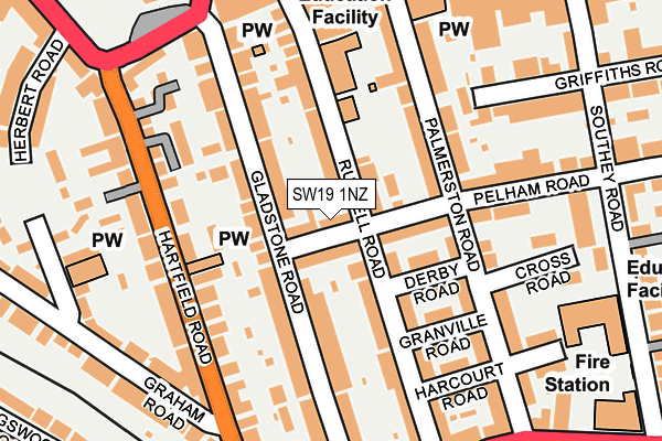 SW19 1NZ map - OS OpenMap – Local (Ordnance Survey)