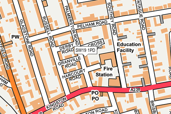 SW19 1PD map - OS OpenMap – Local (Ordnance Survey)