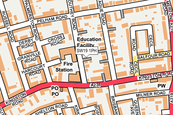 SW19 1PH map - OS OpenMap – Local (Ordnance Survey)