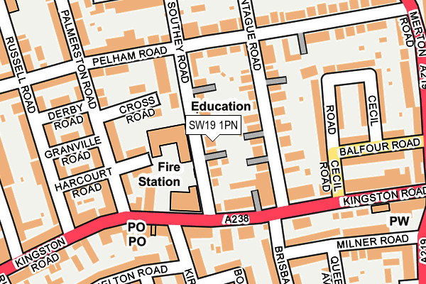 SW19 1PN map - OS OpenMap – Local (Ordnance Survey)